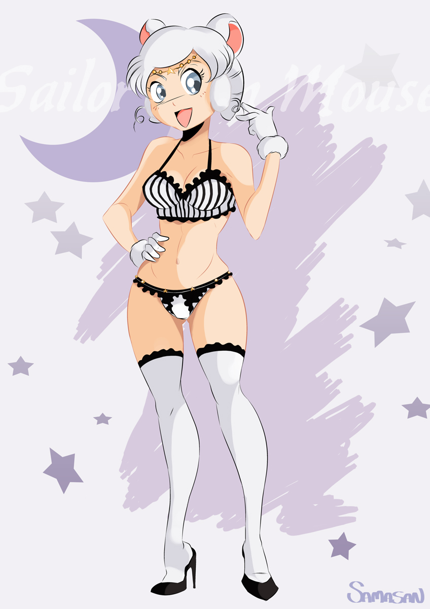 bishoujo_senshi_sailor_moon bra breasts gloves high_heels panties sailor_iron_mouse