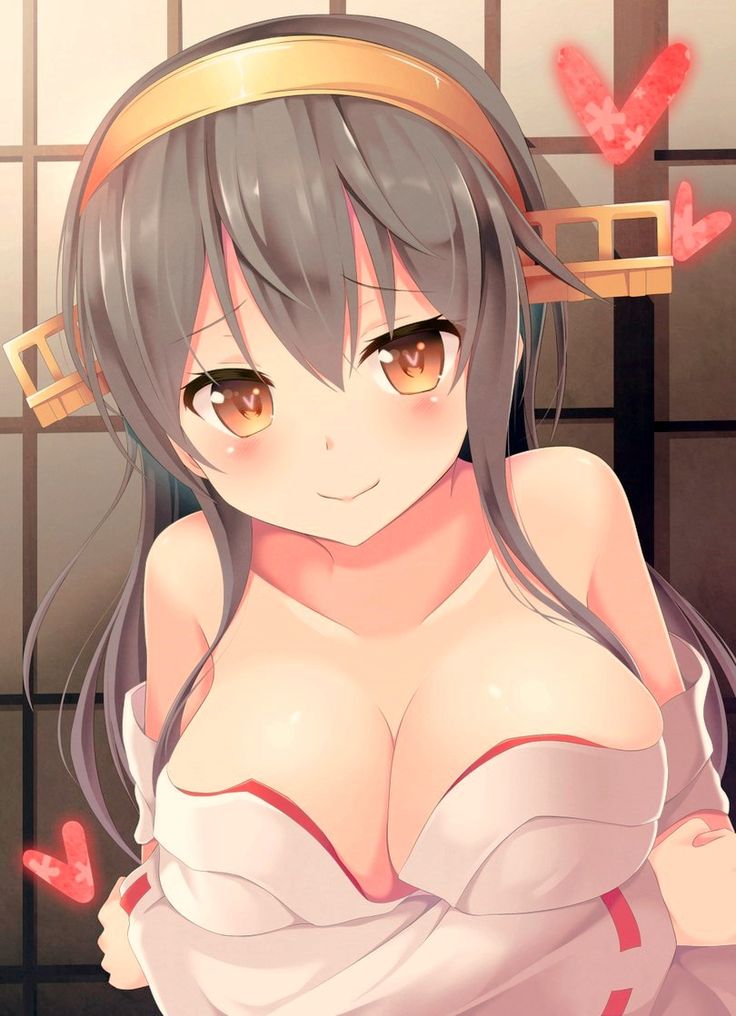 :) arms_crossed big_breasts blush breasts crossed_arms cute ecchi heart looking_at_viewer