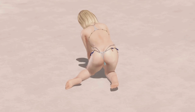 3d all_fours ass beach bent_over bikini dead_or_alive dead_or_alive_xtreme_3 gif marie_rose skimpy slender thong_bikini top-down_bottom-up