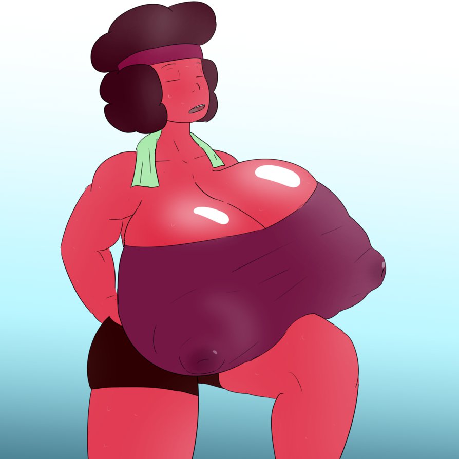 5h4m3l355 after_workout big_breasts breasts huge_breasts ruby steven_universe sweat