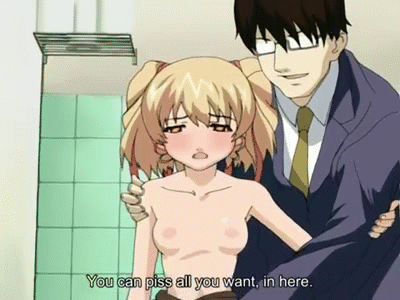 1_female 1_male 1boy 1girl 2_humans animated anime bathroom blonde_hair breasts brown_hair closed_eyes clothed crouching duo english_text female female_human gif hair hentai human human/human human_only indoors male male/female male_human mind_break mostly_nude nipples rape school teacher text toilet topless yuuwaku