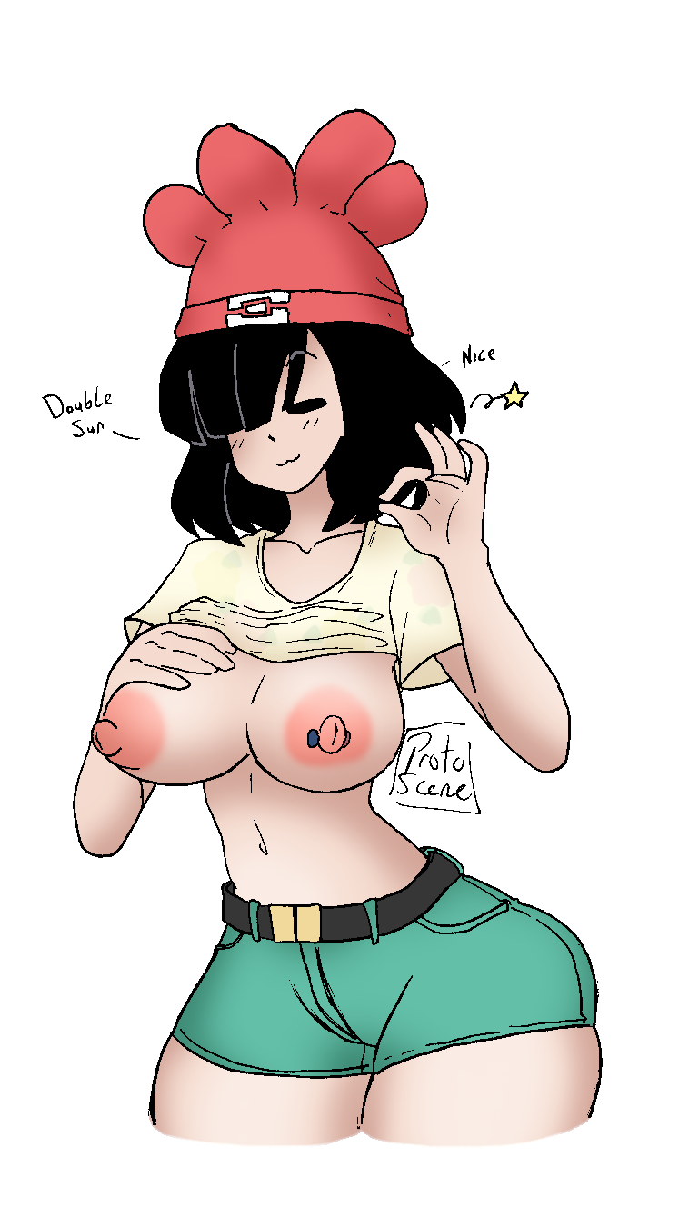 :3 big_breasts breasts huge_breasts moon_(pokemon) moon_(trainer) png pokemon pokemon_(game) pokemon_sm porkyman protoscene shirt_lift star