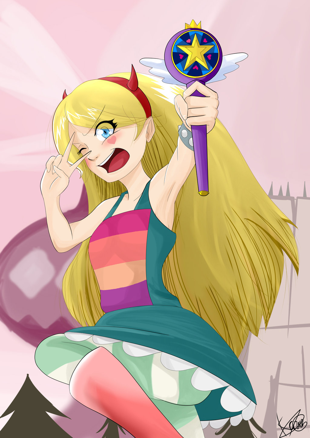 ;d carlo7542 looking_at_viewer star_butterfly star_vs_the_forces_of_evil v wand wink
