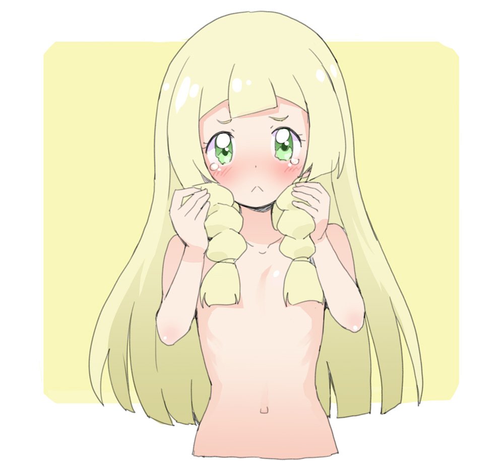 cute hair_over_breasts lillie lillie_(pokemon) looking_at_viewer ookamiuo pokemon pokemon_(game) pokemon_sm small_breasts