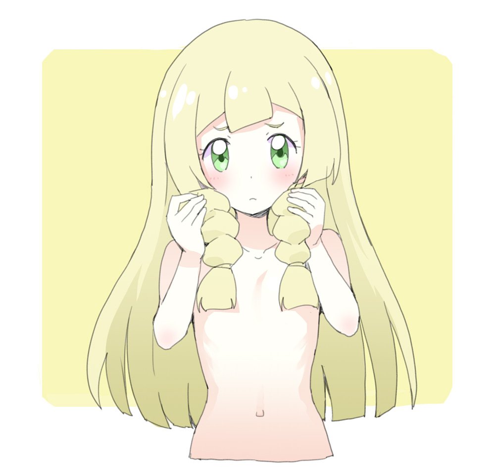 cute hair_over_breasts lillie lillie_(pokemon) looking_at_viewer ookamiuo pokemon pokemon_(game) pokemon_sm small_breasts