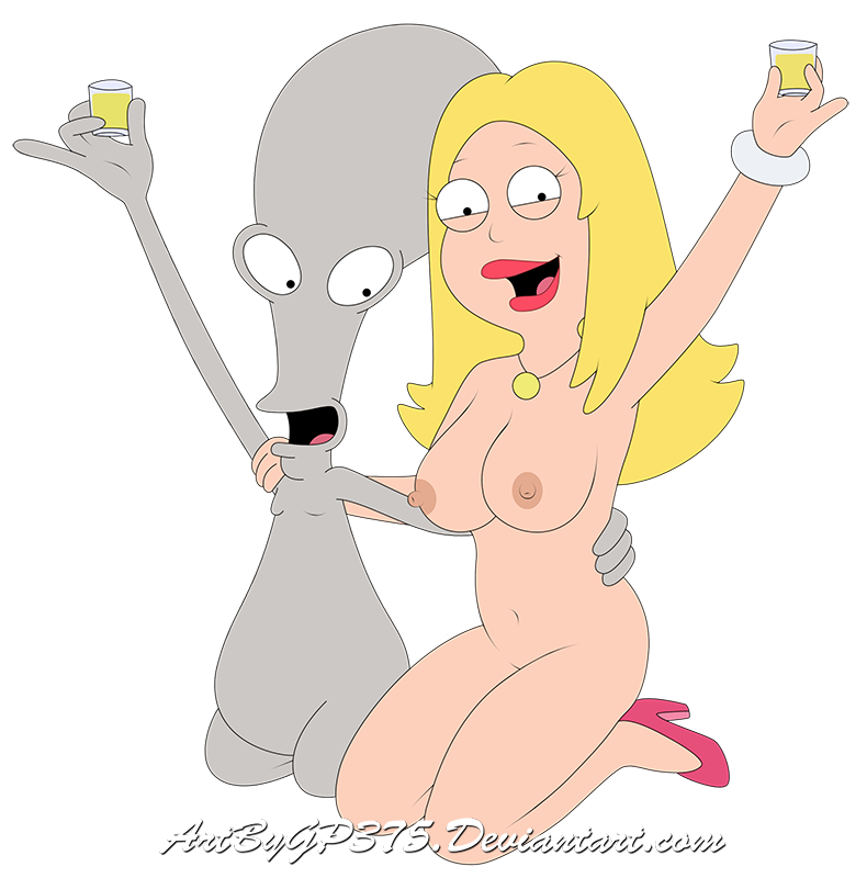 american_dad big_breasts blonde breasts francine_smith gp375 nipples open_mouth roger_(american_dad)