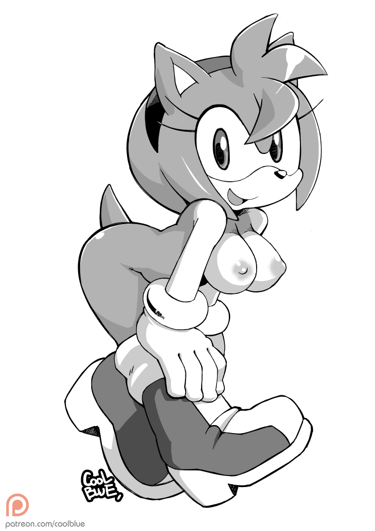 1girl 2017 amy_rose anthro areola big_breasts breasts clothing coolblue erect_nipples footwear gloves hedgehog mammal mostly_nude nipples sega shoes smile sonic_(series)