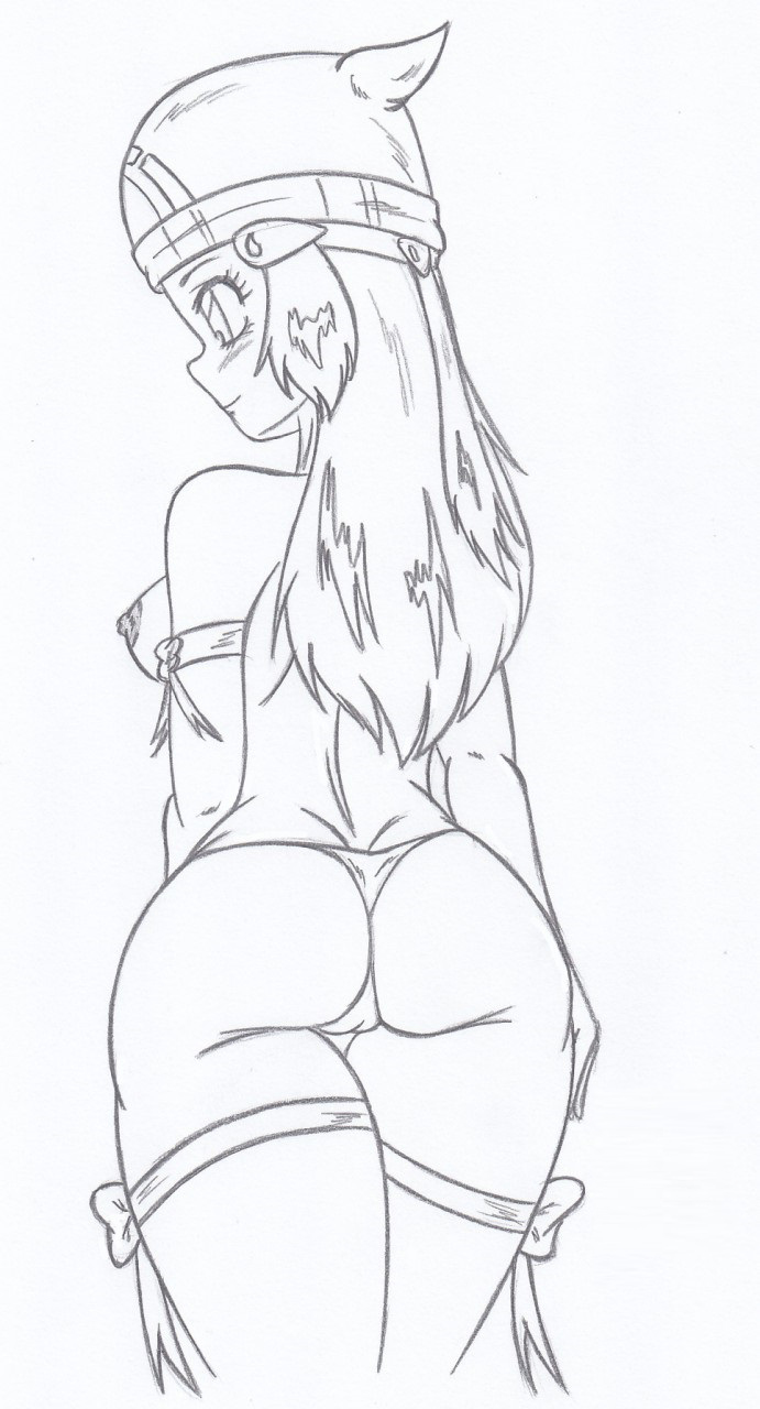 artist_request ass blush dawn dawn_(pokemon) hikari_(pokemon) monochrome panties pokemon pokemon_(anime) porkyman sideboob topless
