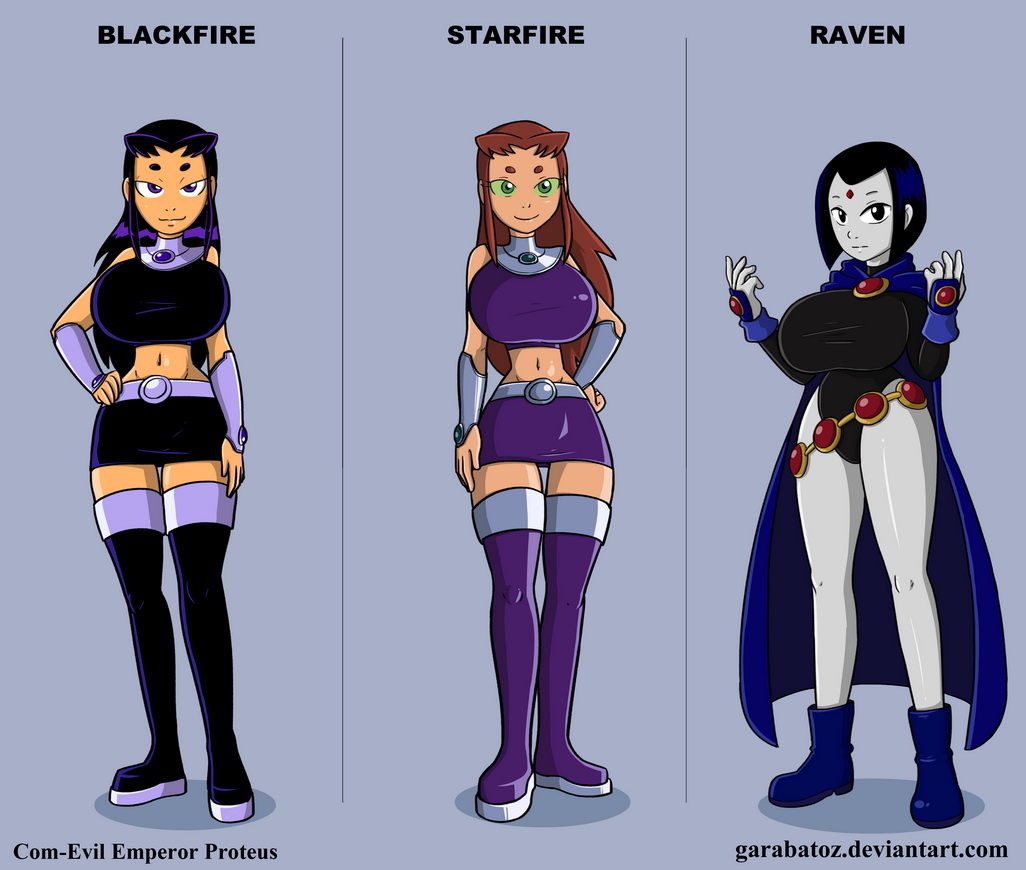 big_breasts blackfire breasts character_name dc_comics female female_only garabatoz raven_(dc) starfire teen_titans