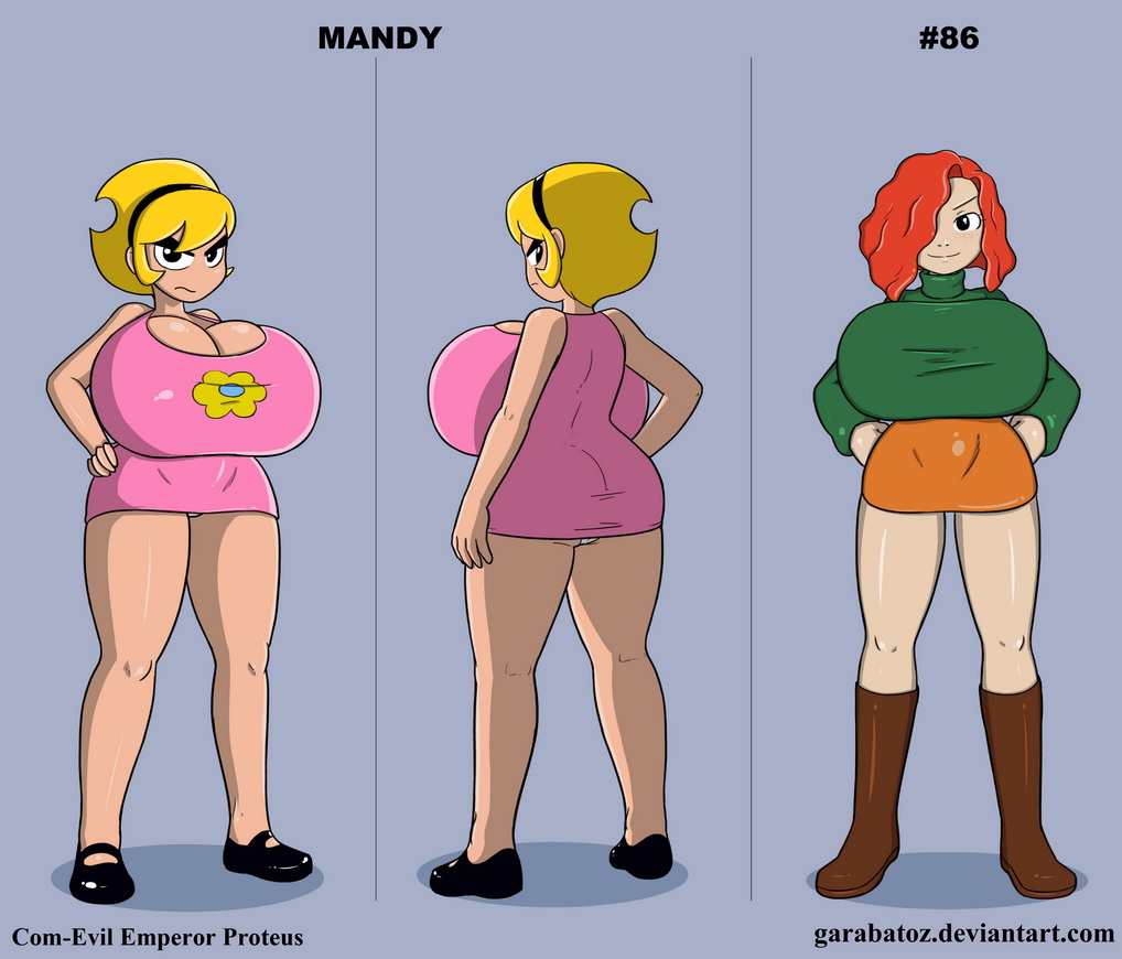 ass big_ass big_breasts blonde_hair breasts cartoon_network cleavage codename:_kids_next_door crossover fanny_fullbright female frown garabatoz mandy mandy_(billy_&amp;_mandy) no_nose numbuh_86 smile the_grim_adventures_of_billy_and_mandy