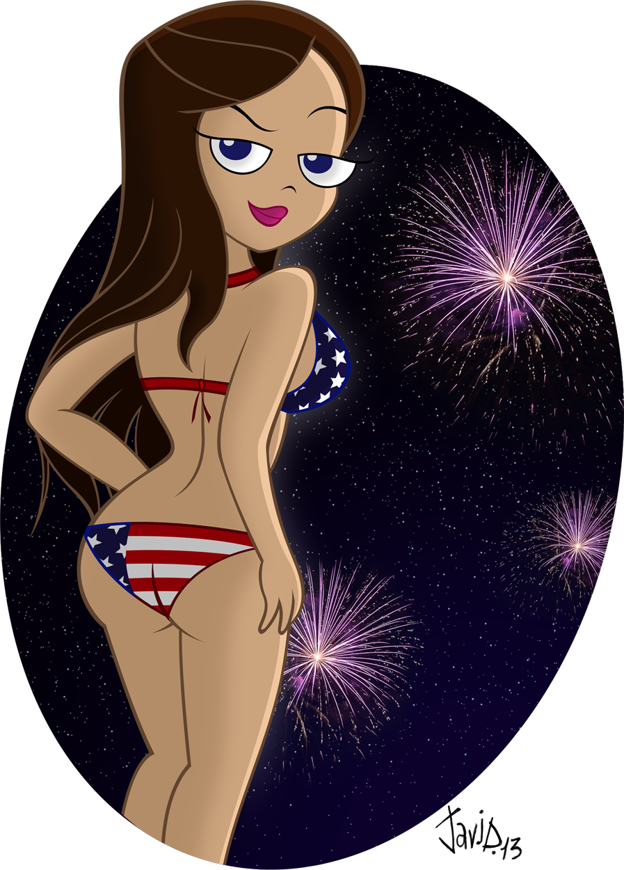 alluring america american_flag_bikini bikini night phineas_and_ferb usa vanessa_doofenshmirtz
