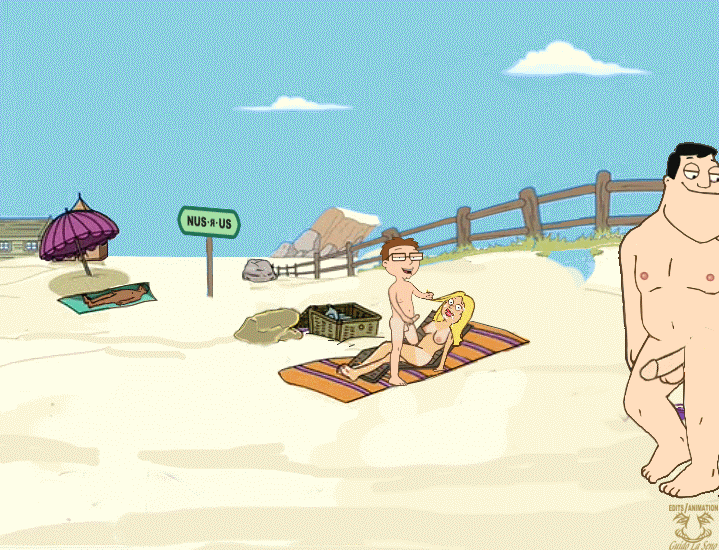 american_dad beach bouncing_breasts breasts cloud fence francine_smith gif guido_l hayley_smith incest mom_son mother's_duty mother_and_son nudist outdoors sky stan_smith steve_smith toes walking water