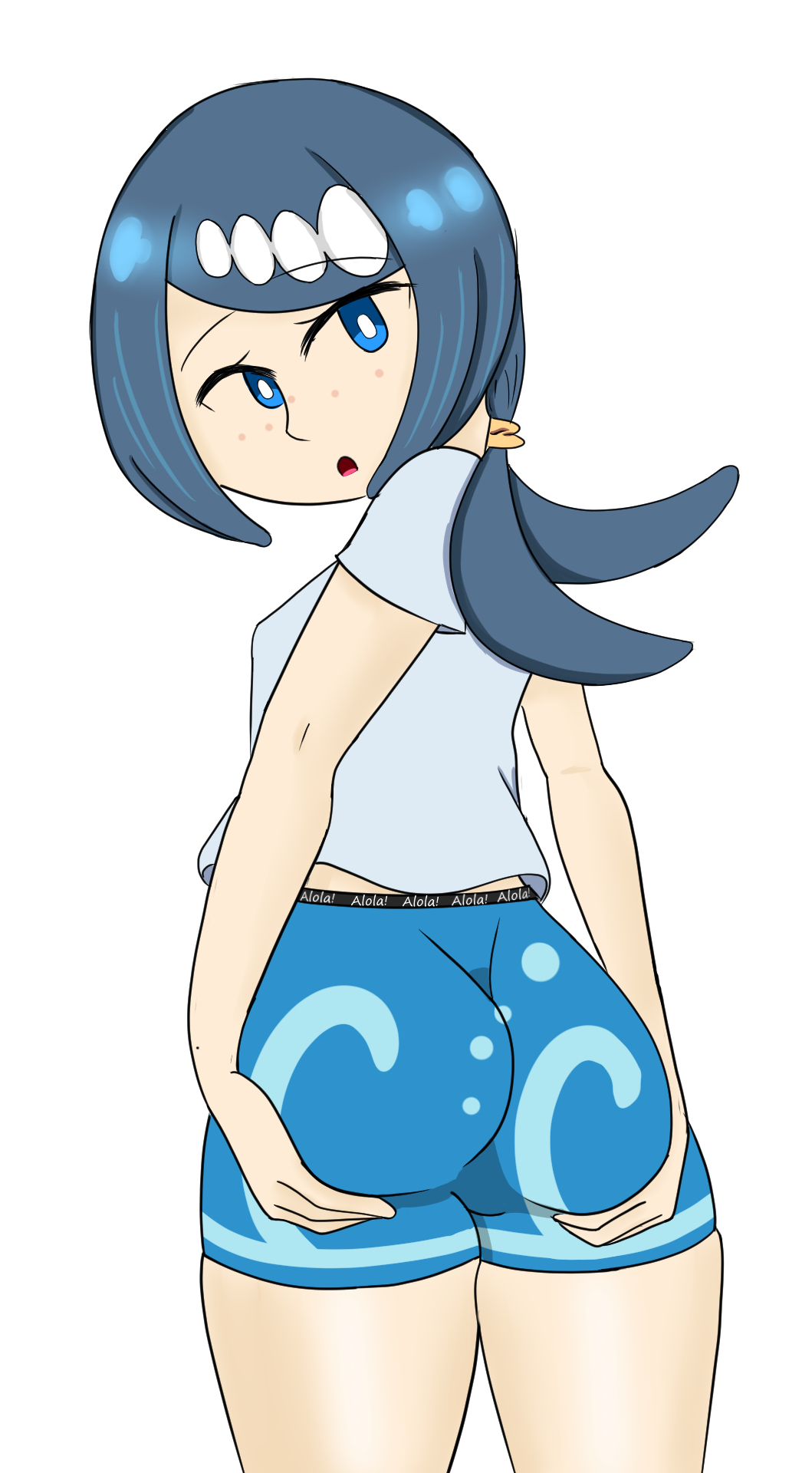 ass clothed clothed_female hand_on_ass hands_on_ass lana's_mother looking_back non-nude pokemon pokemon_(anime) pokemon_sm porkyman simple_background suiren's_mother white_background