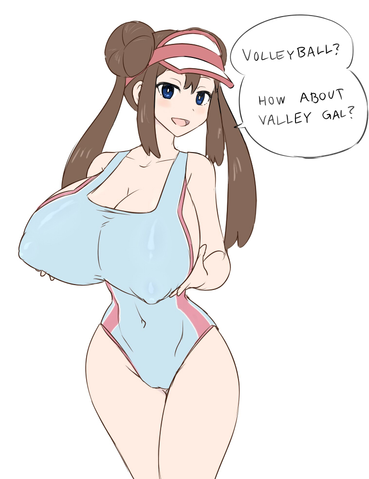 10s 1girl big_breasts blue_eyes blue_swimsuit blush breast_hold breast_lift breast_rest breasts breasts_hold breasts_rest brown_hair cameltoe cleavage competition_swimsuit covered_erect_nipples covered_navel covered_nipples curvy dayum double_bun game_freak gigantic_breasts huge_breasts humans_of_pokemon impossible_clothes jadf large_breasts long_hair looking_at_viewer mei_(pokemon) narrow_waist nintendo nipples one-piece_swimsuit pokemon pokemon_(game) pokemon_bw2 pokemon_character rosa rosa_(pokemon) sideboob sidelocks speech_bubble swimsuit twintails visor_cap