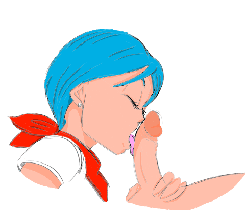 animated animated_gif bulma_briefs cfnm clothed_female_nude_male color colored deepthroat dragon_ball dragon_ball_super edit fellatio funsexydragonball gif licking licking_penis oral