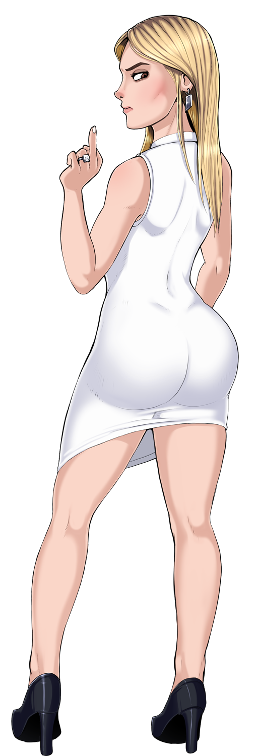 ass big_ass big_breasts breasts female full_body human ivanka_trump looking_at_viewer looking_back middle_finger round_ass shadman simple_background solo transparent_background