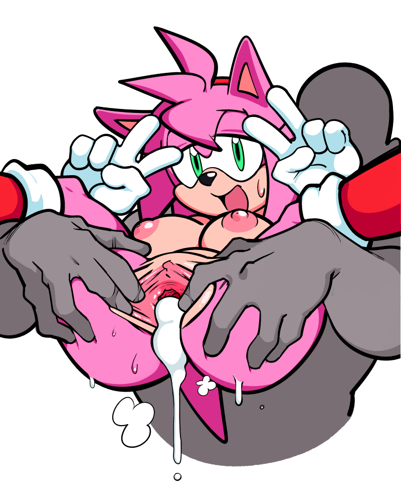 1girl 5_fingers amy_rose anthro breasts clitoris clothing creampie cum cum_drip cum_inside double_v dripping duo eyelashes faceless_male footwear gloves green_eyes hair hairband half-closed_eyes hedgehog human human_on_anthro interspecies looking_at_viewer looking_pleasured male male/female mammal nipples open_mouth pink_body pink_hair presenting presenting_pussy pussy sega simple_background smile spread_legs spread_pussy spreading sweat urethra v watatanza white_background