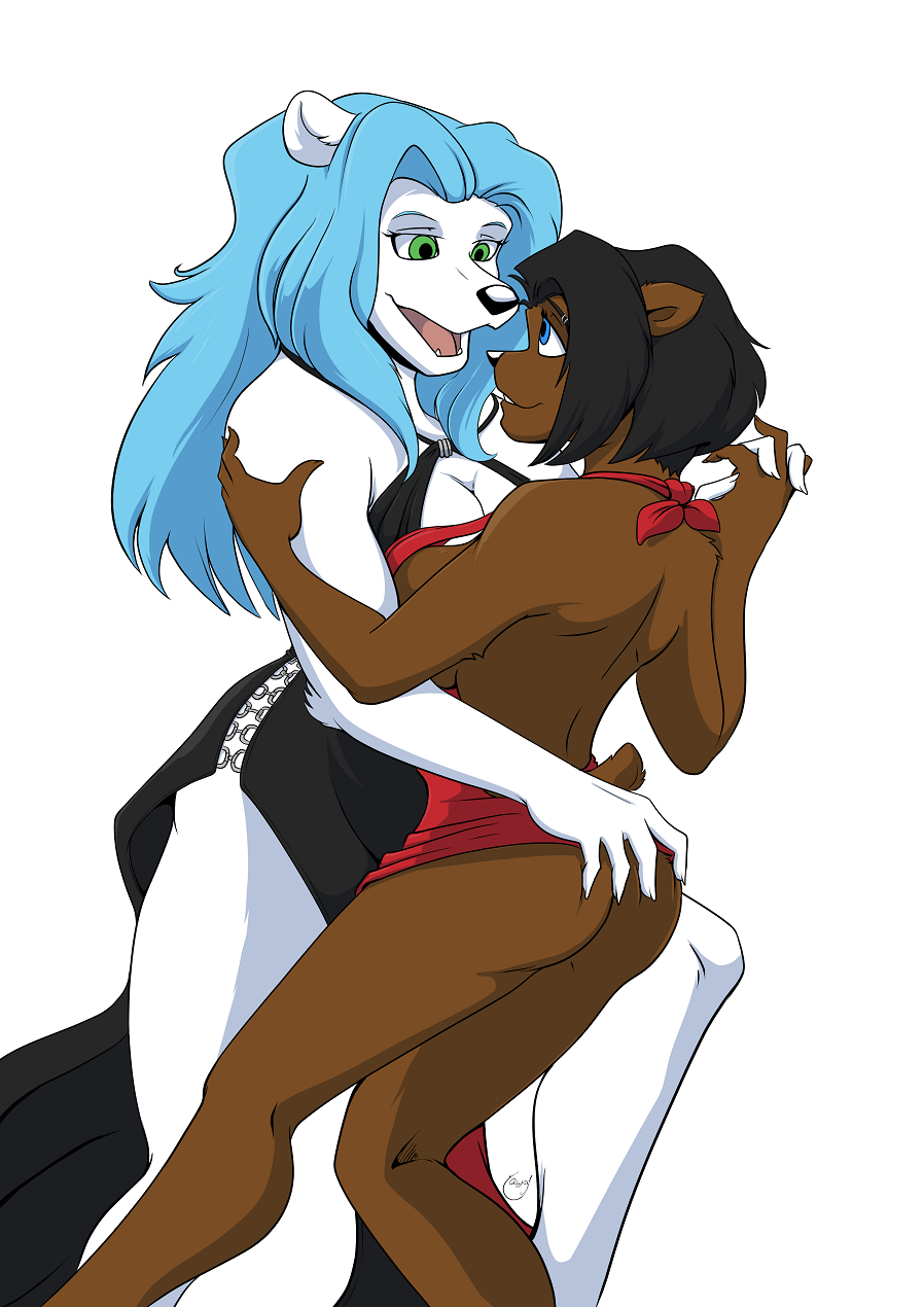1girl 2017 anthro ass bear big_breasts breasts dancing duo furry high_res kaydee_ackland mammal ms._cotton yawg