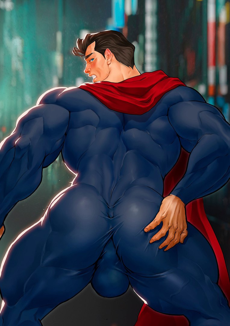 1boy ass bulge clark_kent dc dc_comics male male_only mature muscle superman superman_(series) testicle testicles yaoi
