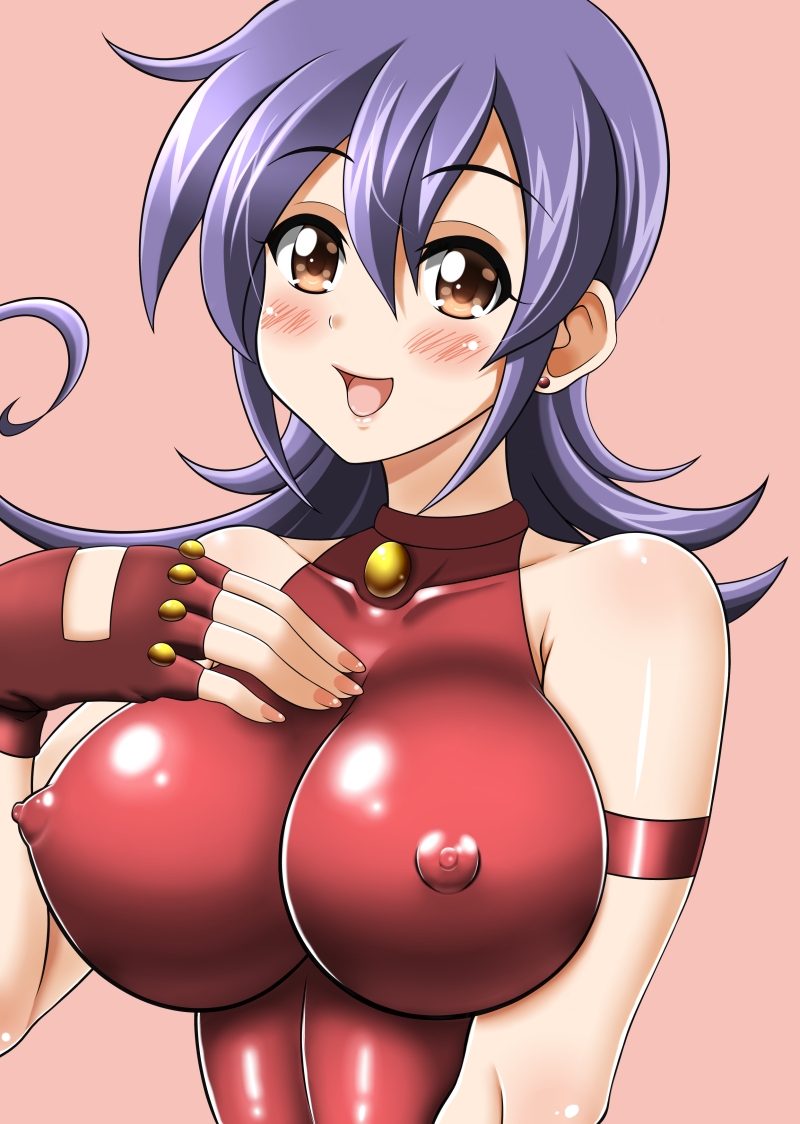 big_breasts breasts duel_masters erect_nipples female mimi_tasogare nipples solo tasogare_mimi