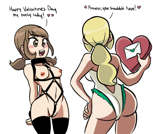 arms_behind_back ass beauty beauty_(pokemon) blush cfnf clothed_female_nude_female hands_behind_back heart lass lass_(pokemon) npc_trainer pokemon pokemon_(game) pokemon_sm porkyman smile sourcandy swimsuit valentine's_day