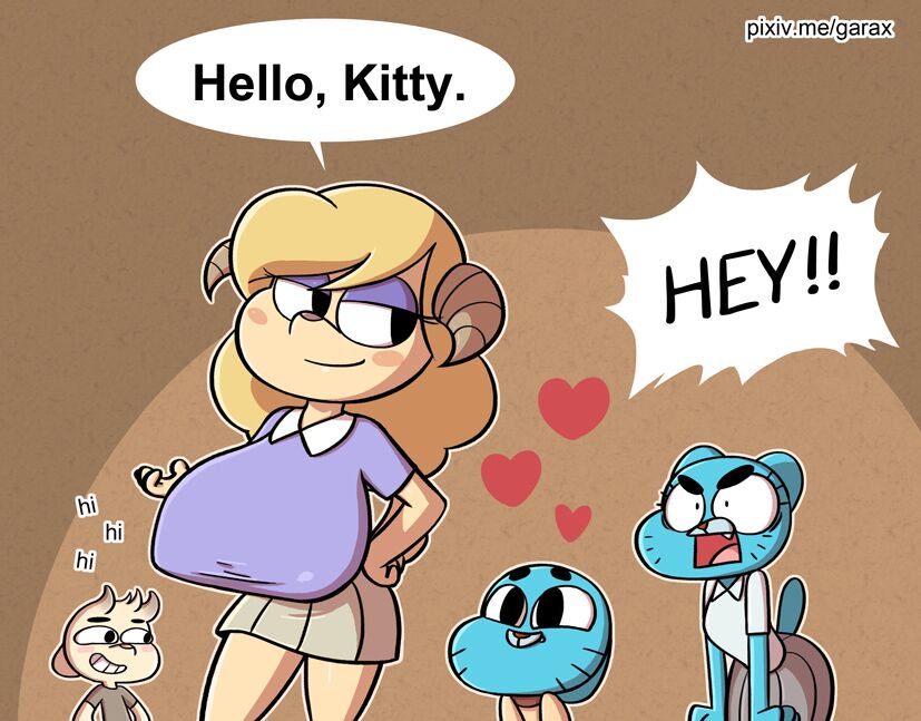 anthro big_breasts blue_fur breasts caprine cartoon_network chi_chi chun_ni clothing english_text feline fur furry garabatoz goat gumball_watterson heart horn huge_breasts mammal mature milf mother_and_son nicole_watterson parent skirt son text the_amazing_world_of_gumball