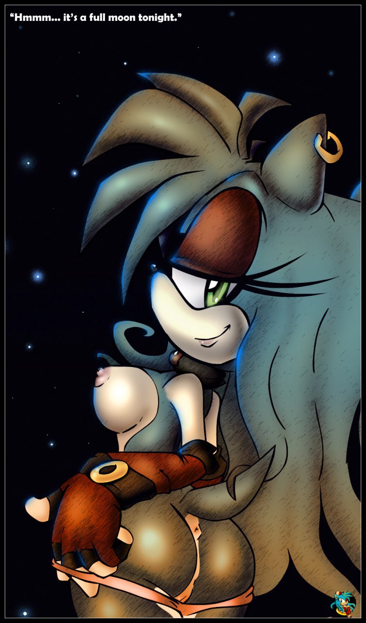 1girl anthro anus ass becky_the_hedgehog breasts clothing ear_piercing furry gloves hedgehog looking_back mammal mostly_nude night nipples panties piercing purity pussy sega underwear undressing