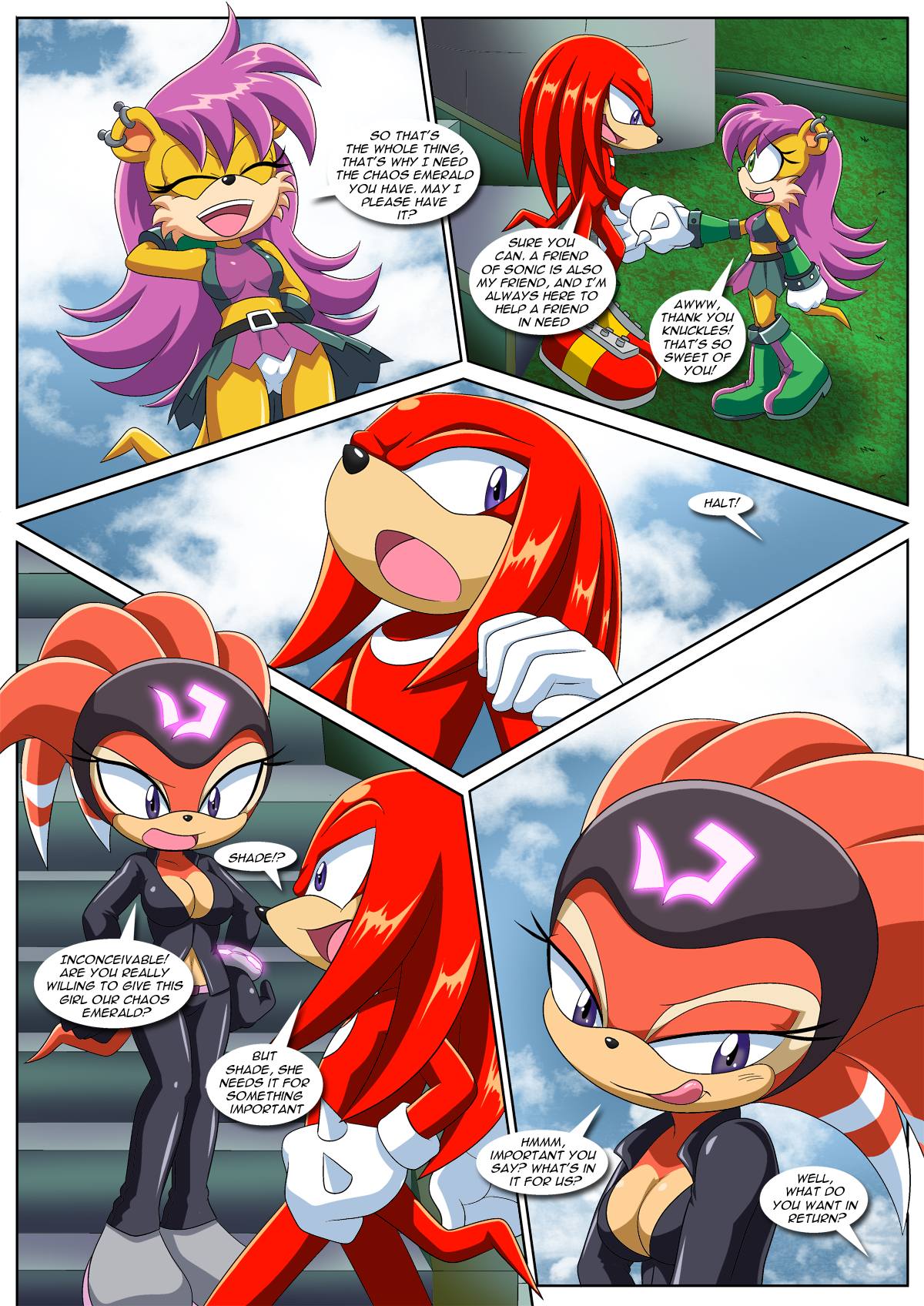 archie_comics bbmbbf comic furry knuckles_the_echidna mina_mongoose mobius_unleashed palcomix sega shade_the_echidna sonic_(series) sonic_the_hedgehog_(series) sonic_xxx_project_4