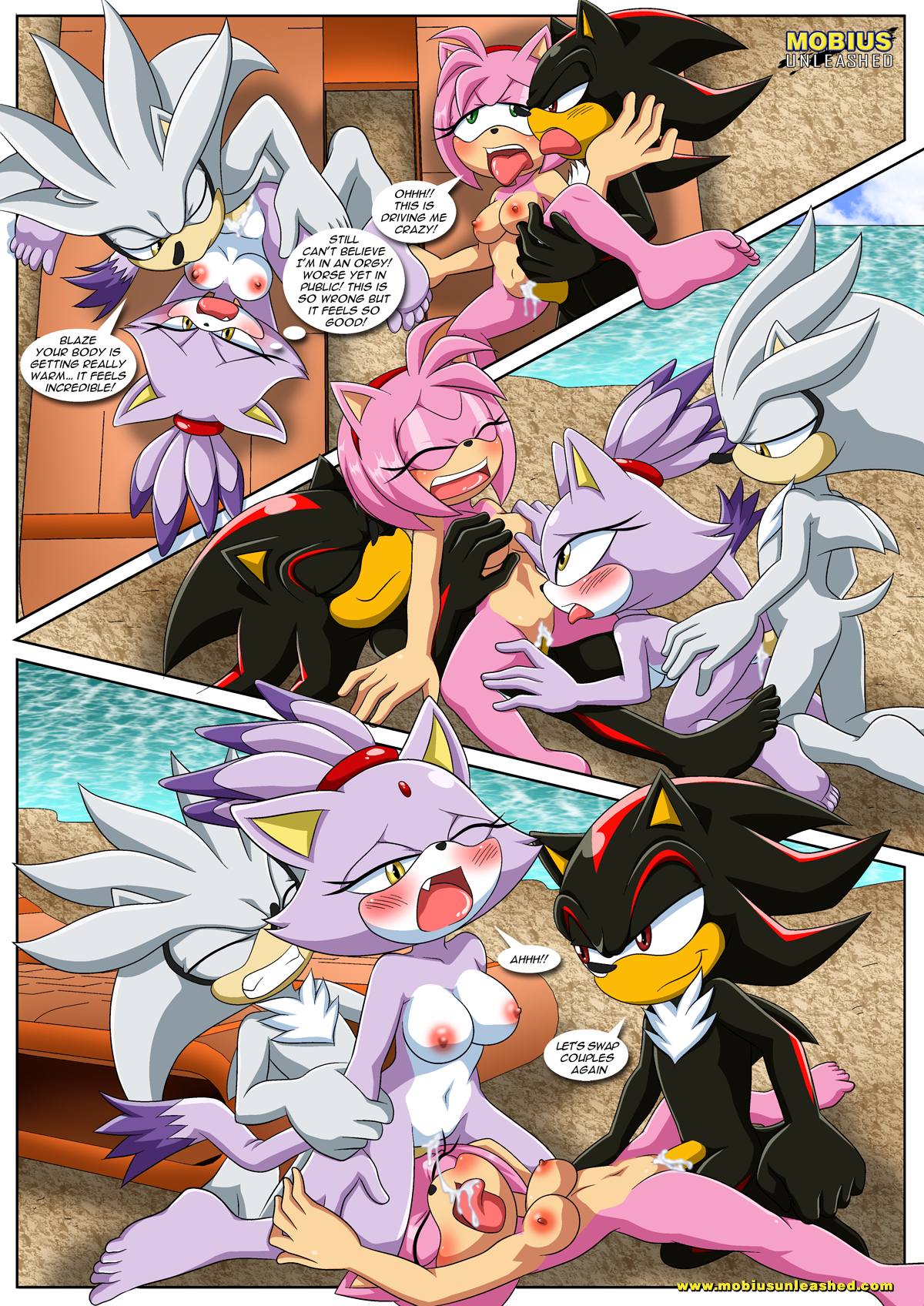 amy_rose bbmbbf blaze_the_cat comic full_body furry mobius_unleashed palcomix sega shadow_the_hedgehog silver_the_hedgehog sonic_(series) sonic_the_hedgehog_(series) sonic_xxx_project_4