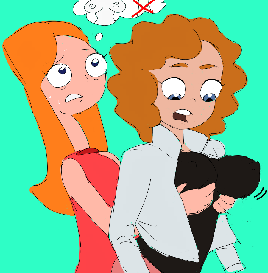 breast_grab candace_flynn crossover melissa_chase milo_murphy's_law phineas_and_ferb