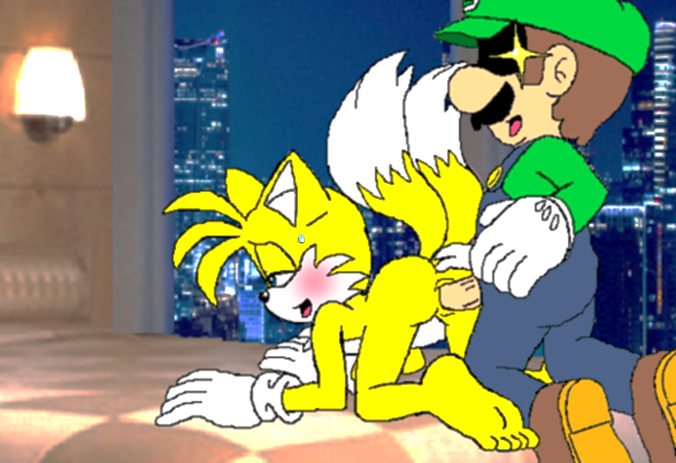 anal ass canine doggy_position feet fox human interspecies luigi male/male mario_bros miles_"tails"_prower mobian_(species) nintendo sega super_mario_bros. tails video_games yaoi