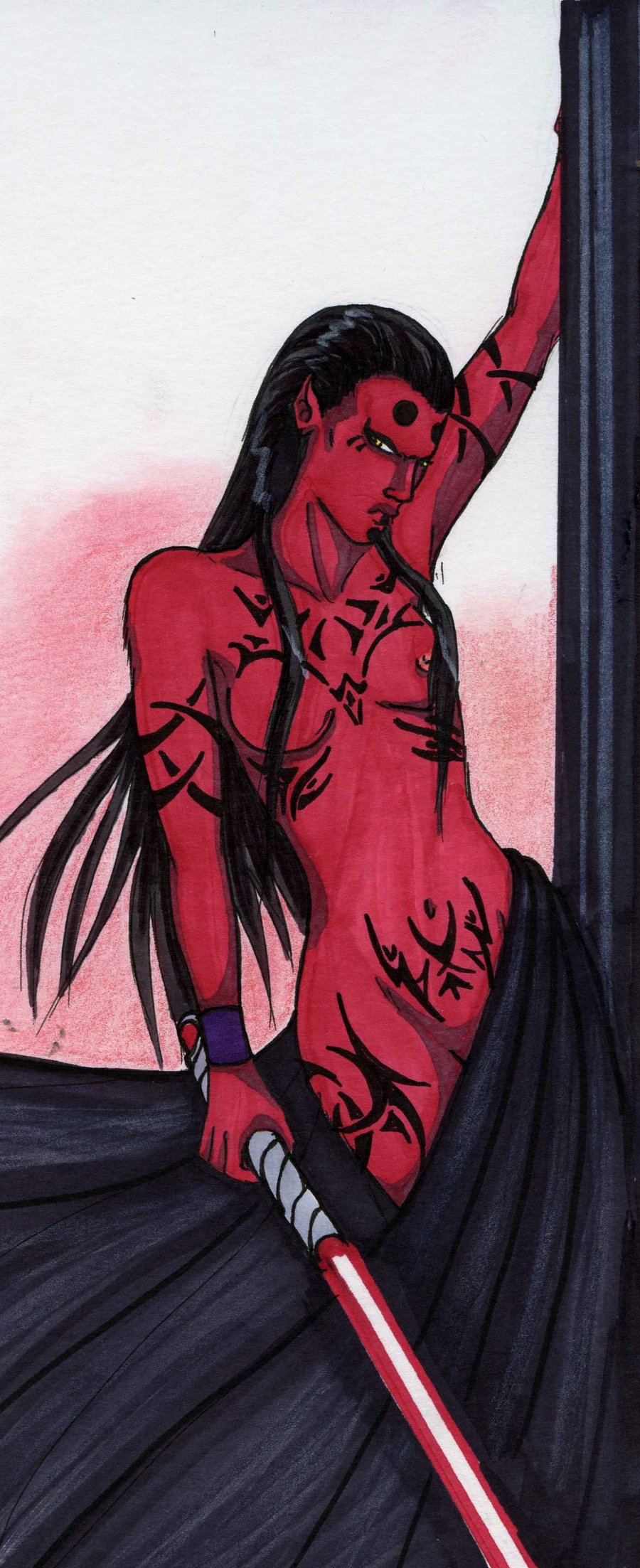 breasts darth_maladi female female_only mostly_nude red_skin star_wars