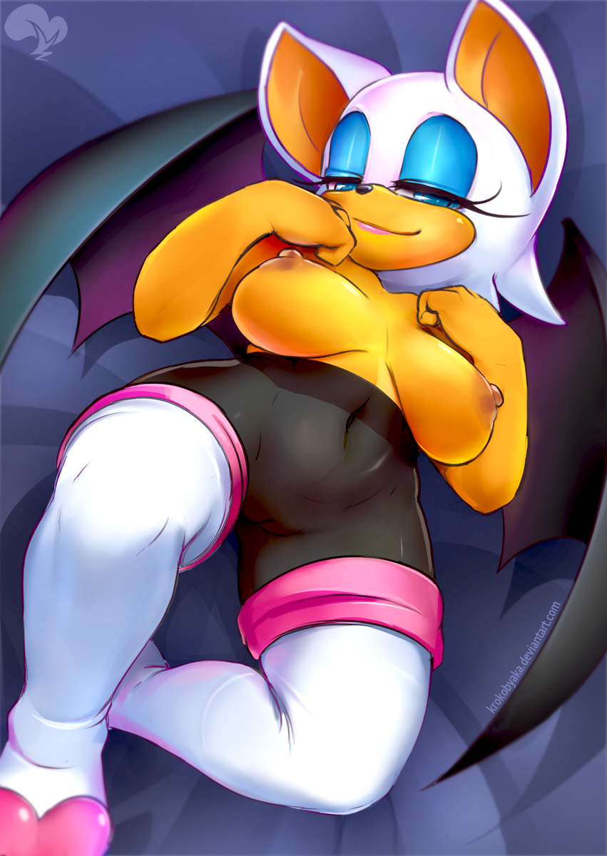 1girl 2017 anthro bat big_breasts black_nose blue_eyes boots breasts cameltoe clothing english_text exposed_breasts eyeshadow female female_only footwear fur furry krokobyaka lipstick makeup mammal naughty_face nipples partially_clothed plump_labia pussy rouge_the_bat seductive sega sheer_clothing sonic_*(series) sonic_the_hedgehog_(series) text translucent transparent_clothing video_games white_fur wings