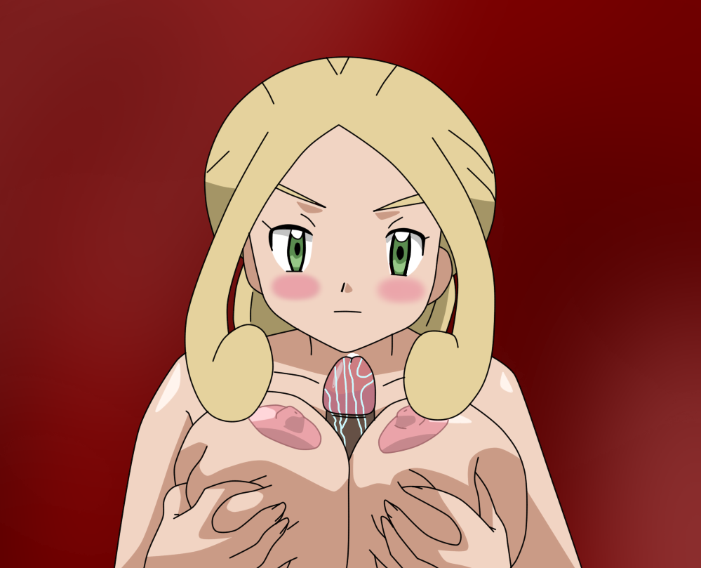big_breasts looking_at_viewer nipples paizuri pokemon pokemon_xy porkyman sakaki_(artist) viola