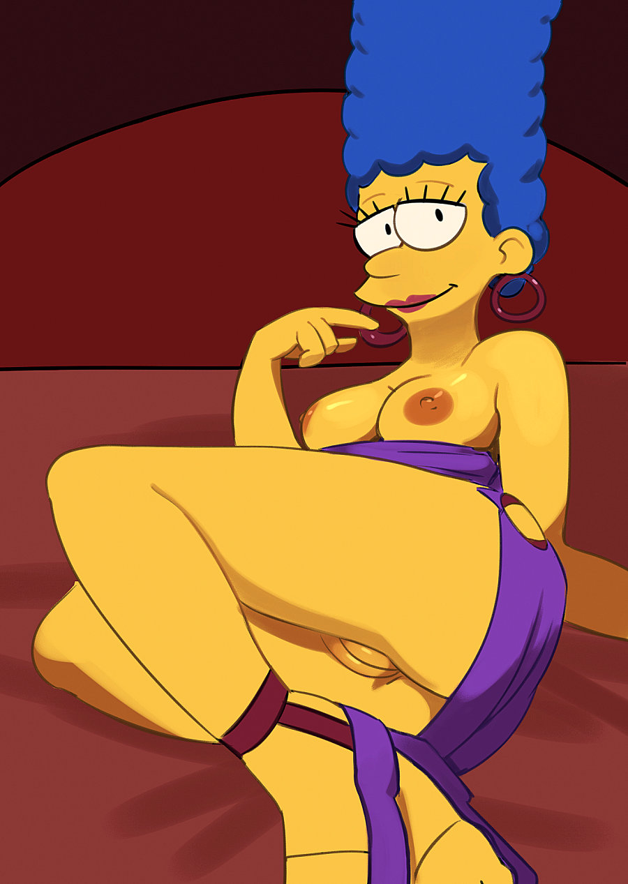 breasts dress marge_simpson nipples pussy the_simpsons thighs