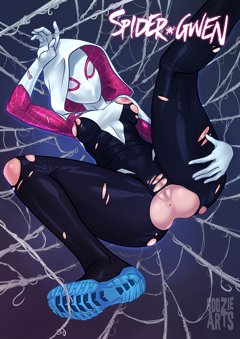 anus breasts ghost_spider goozie gwen_stacy looking_at_viewer marvel marvel_comics pussy spider-gwen spider-man_(series) torn_clothes