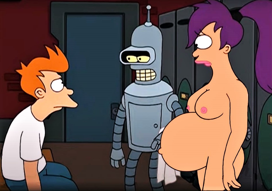 ass belly_button bender_bending_rodriguez breasts clothed_male edit erect_nipples futurama large_breasts nude nude_female philip_j._fry pregnant screenshot_edit thighs turanga_leela