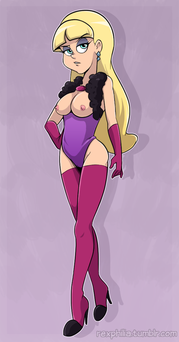 blonde_hair breasts exposed_breasts gloves gravity_falls high_heels leotard pacifica_northwest partially_clothed stockings