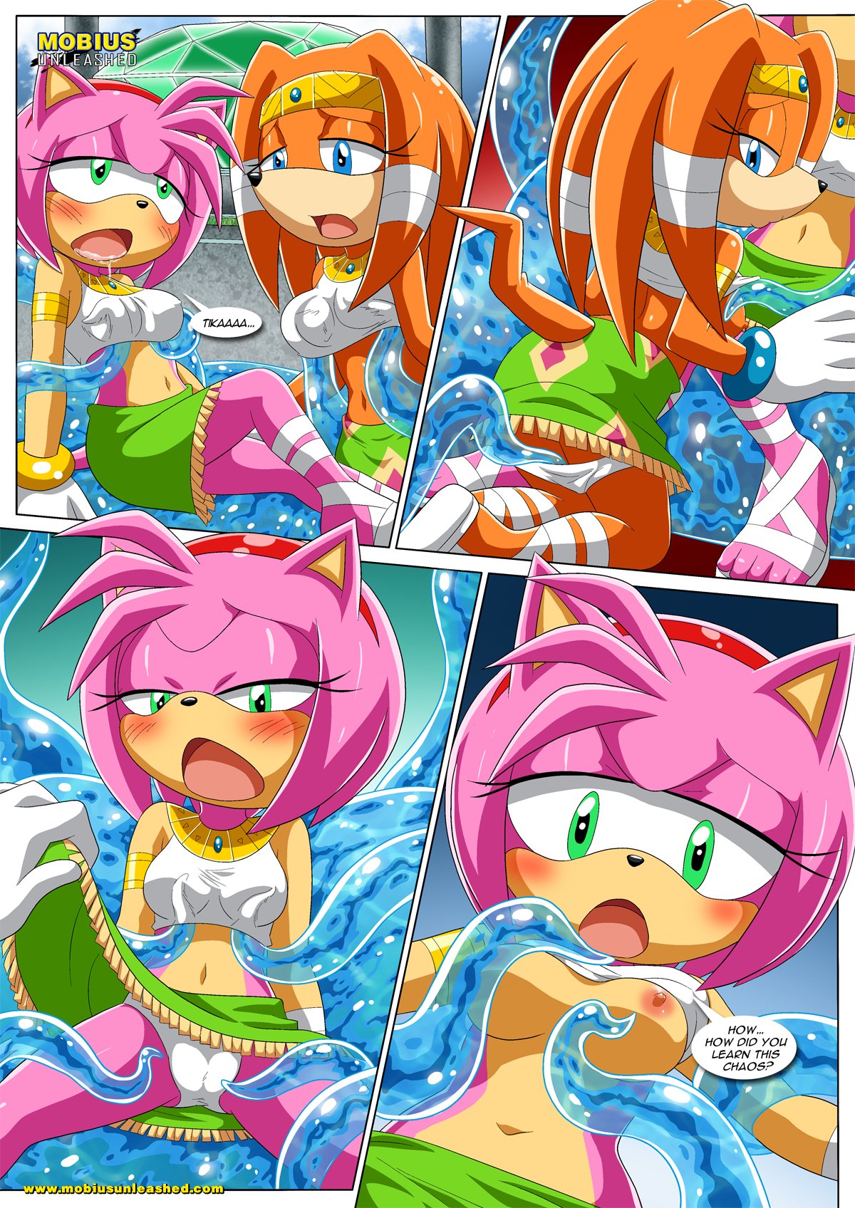 2girls amy_rose bbmbbf chaos mobius_unleashed palcomix sega sonic_(series) sonic_adventure sonic_the_hedgehog_(series) tagme tentacled_girls!_2 tikal_the_echidna