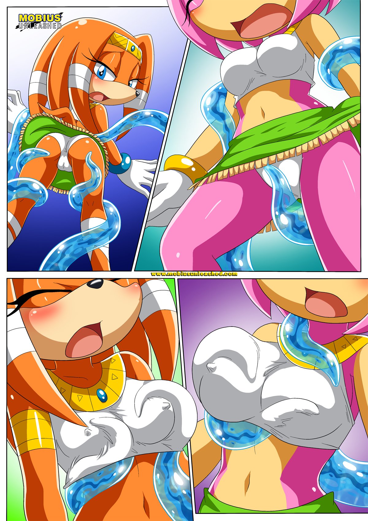 2girls amy_rose bbmbbf chaos mobius_unleashed palcomix sega sonic_(series) sonic_adventure sonic_the_hedgehog_(series) tagme tentacled_girls!_2 tikal_the_echidna