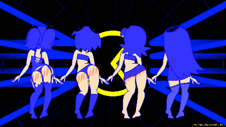4girls animated anthrofied big_ass blinky_(pac-man) blush bouncing_breasts breasts closed_mouth clyde_(pac-man) dancing female_only gif glasses gluteal_fold hair_ornament huge_ass humanization humanized inky_(pac-man) jitome large_filesize long_hair looking_down medium_breasts minus8 multiple_girls naughty_face navel nipples pac-man pac-man_hair_ornament paipan photoshop pinky_(pac-man) shaking shaking_ass stockings uncensored wide_hips