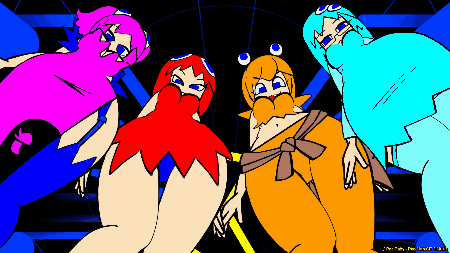 4girls animated anthrofied big_ass blinky_(pac-man) blush bouncing_breasts breasts closed_mouth clyde_(pac-man) dancing female_only from_below gif glasses gluteal_fold hair_ornament huge_ass humanization humanized inky_(pac-man) jitome large_filesize long_hair looking_down medium_breasts minus8 multiple_girls naughty_face navel nipples pac-man pac-man_hair_ornament paipan photoshop pinky_(pac-man) shaking shaking_ass stockings uncensored viewed_from_below wide_hips