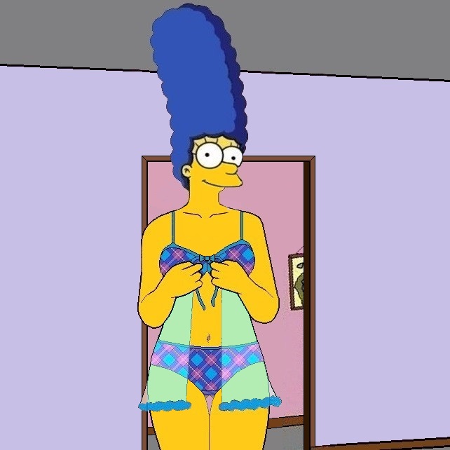 blue_hair lingerie marge_simpson milf panties the_simpsons