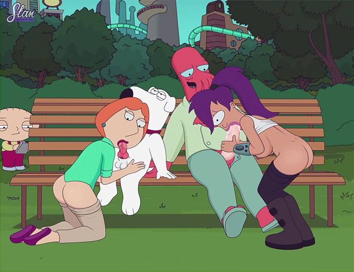 animated animated_gif ass breasts brian_griffin dr._zoidberg family_guy fellatio futurama gif lois_griffin nipples oral outside park park_bench penis public public_sex pussy sfan stewie_griffin turanga_leela zoidberg