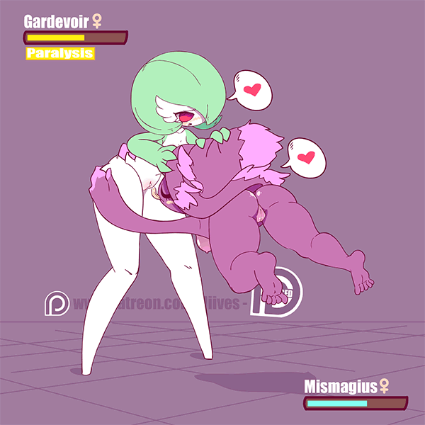 1girl 2017 anus ass battle breasts digital_media_(artwork) diives duo female/female floating gardevoir ghost gif health_bar humanoid humanoid_on_humanoid licking mature mismagius nintendo nipples not_furry oral pok&eacute;mon pok&eacute;morph pussy pussy_juice pussylicking sex shaking spirit tongue tongue_out trembling vaginal video_games