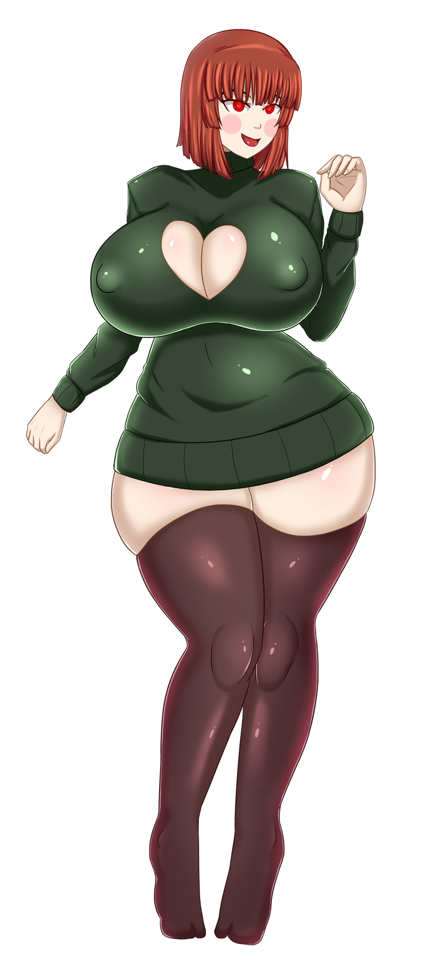 1_girl 1girl alternate_version_available big_breasts breasts chara chara_(undertale) cleavage erect_nipples female_chara female_human female_only human human_only keyhole_sweater nipple_bulge nipples red_eyes scrambles-sama solo solo_female sweater thick_thighs thighs transparent_background undertale undertale_(series) wide_hips