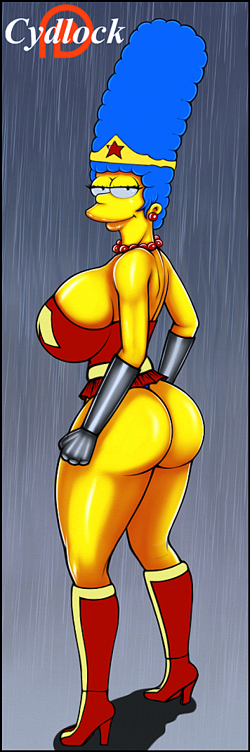 big_ass boots cydlock gloves huge_breasts marge_simpson the_simpsons thighs wonder_woman