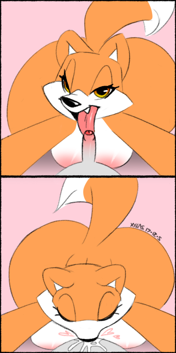 1girl 2017 amber_eyes anthro big_breasts breasts canine cum cum_in_mouth cum_inside digital_media_(artwork) duo erection eyelashes fellatio first_person_view foreskin fox furry half-closed_eyes high_res humanoid_penis licking male male/female mammal oral penis penis_lick sex small_penis tongue tongue_out uncut xylas