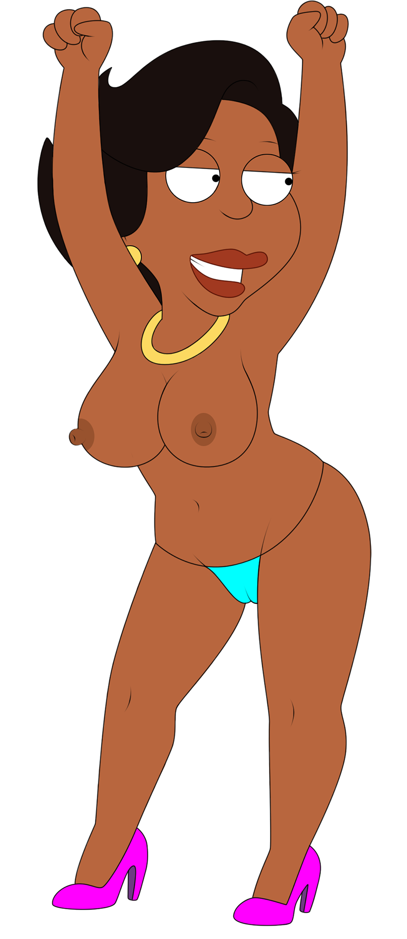 arms_up big_breasts cameltoe donna_tubbs erect_nipples high_heels panties the_cleveland_show