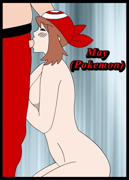 clothed_male_nude_female deepthroat fellatio hand_on_head haruka_(pokemon) may mrjokerpt nude on_knees oral pokemon pokemon_(anime) porkyman topless